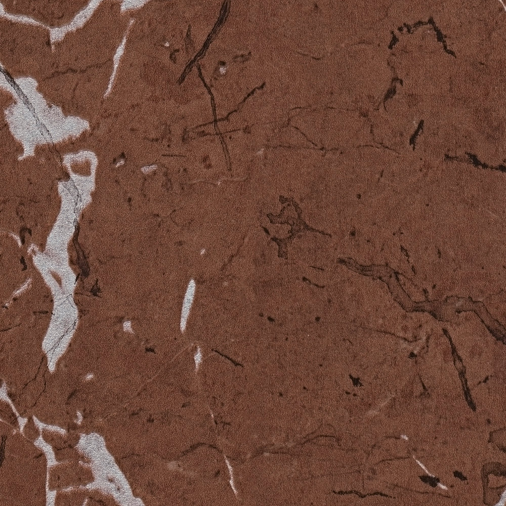             Papel pintado no tejido aspecto mármol con efecto brillo - marrón, metálico
        