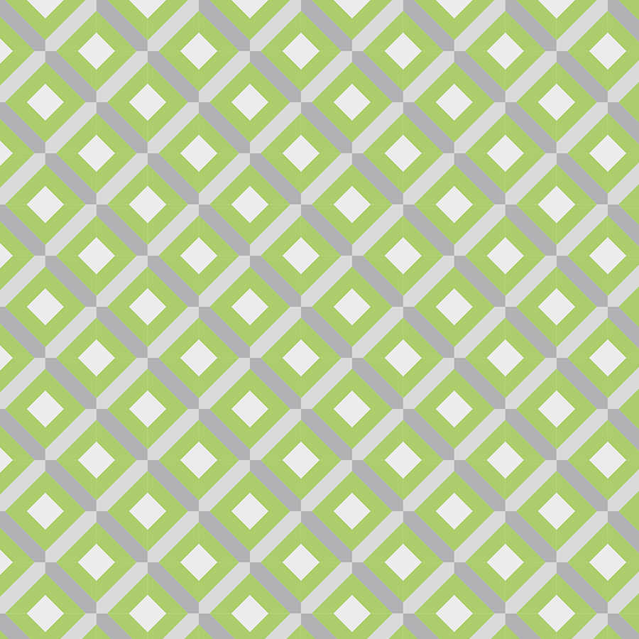 Motivo scatola di carta da parati con quadratini verdi su vello liscio madreperlato
