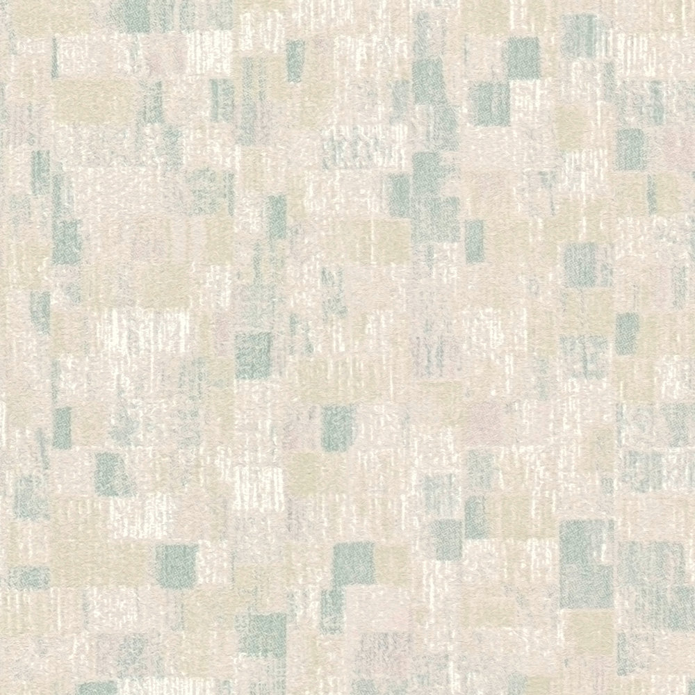             Textured wallpaper ethnic pattern in mosaic style - green, white
        