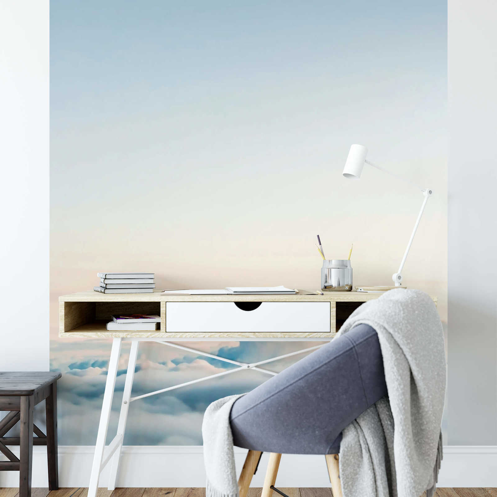             Photo wallpaper narrow sky - blue, white
        