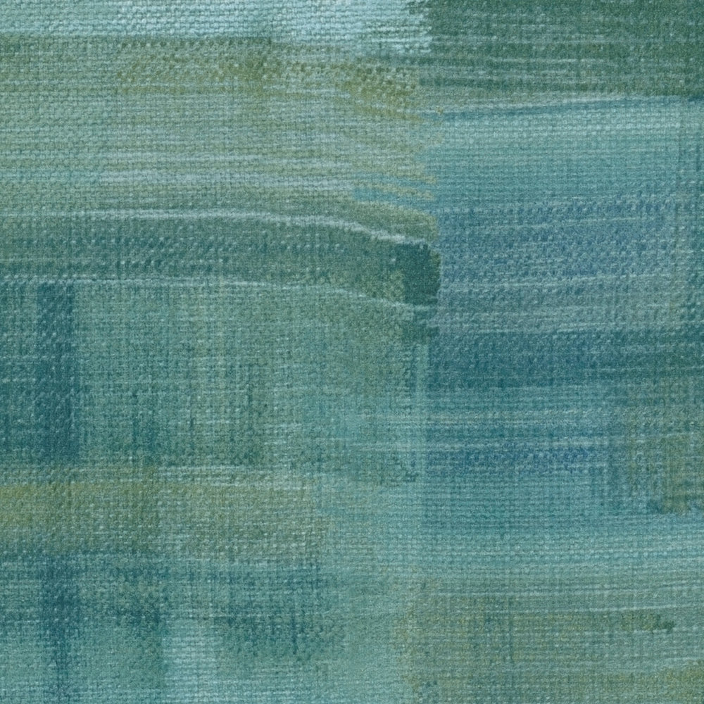             Behang penseelstreek ontwerp & canvas textuur - blauw, groen, geel
        