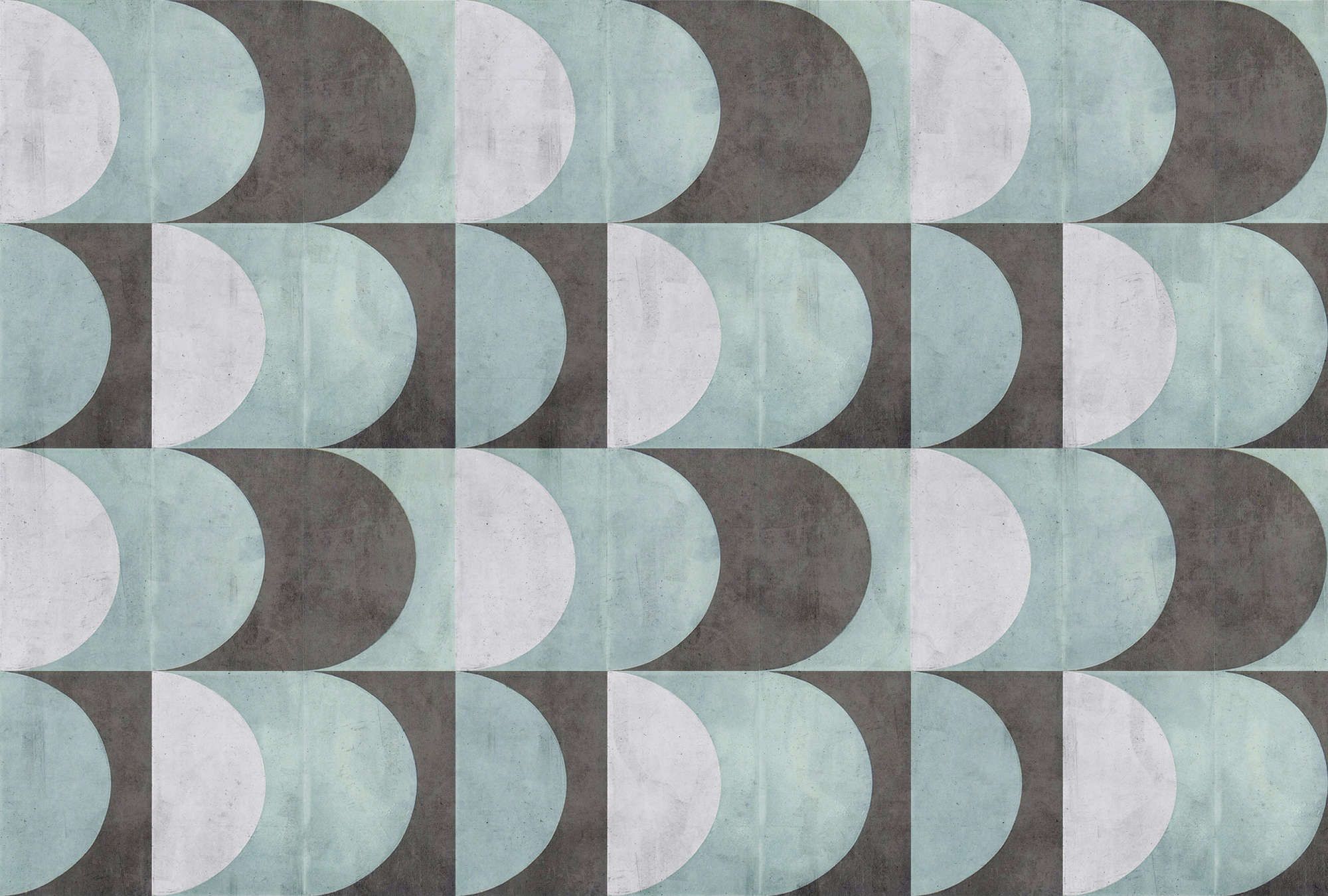             Photo wallpaper »julek 2« - retro pattern in concrete look - mint green, grey | Smooth, slightly pearly shimmering non-woven fabric
        