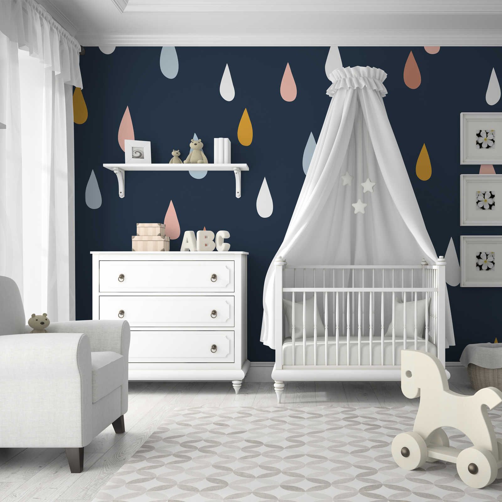 Children's Room Wallpaper with Colourful Drops - Textured non-woven
