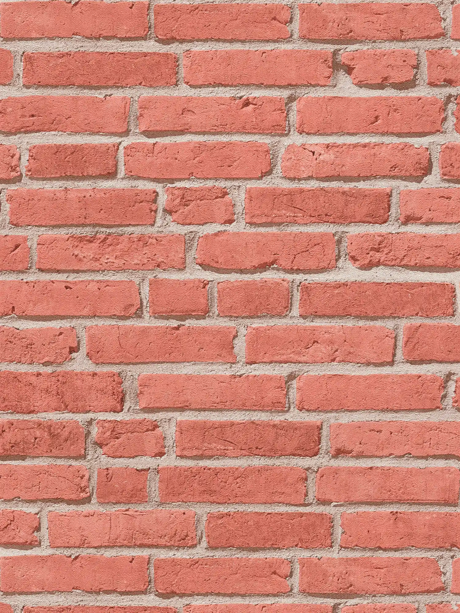 Stone wallpaper classic brick wall design & 3D effect - red, beige
