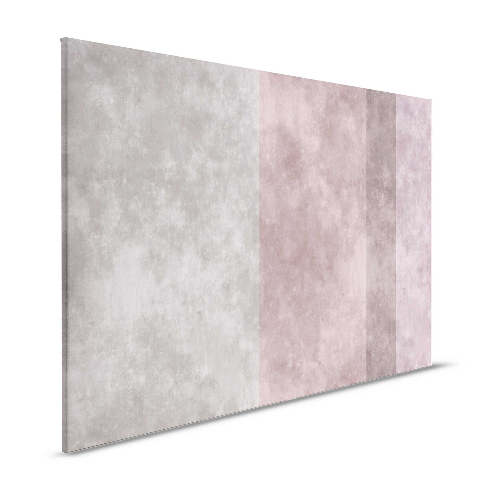 Betonlook canvas schilderij met strepen | grijs, roze - 1,20 m x 0,80 m
