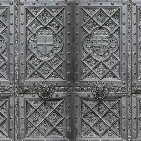         Photo wallpaper metal door in antique style with detail pattern
    