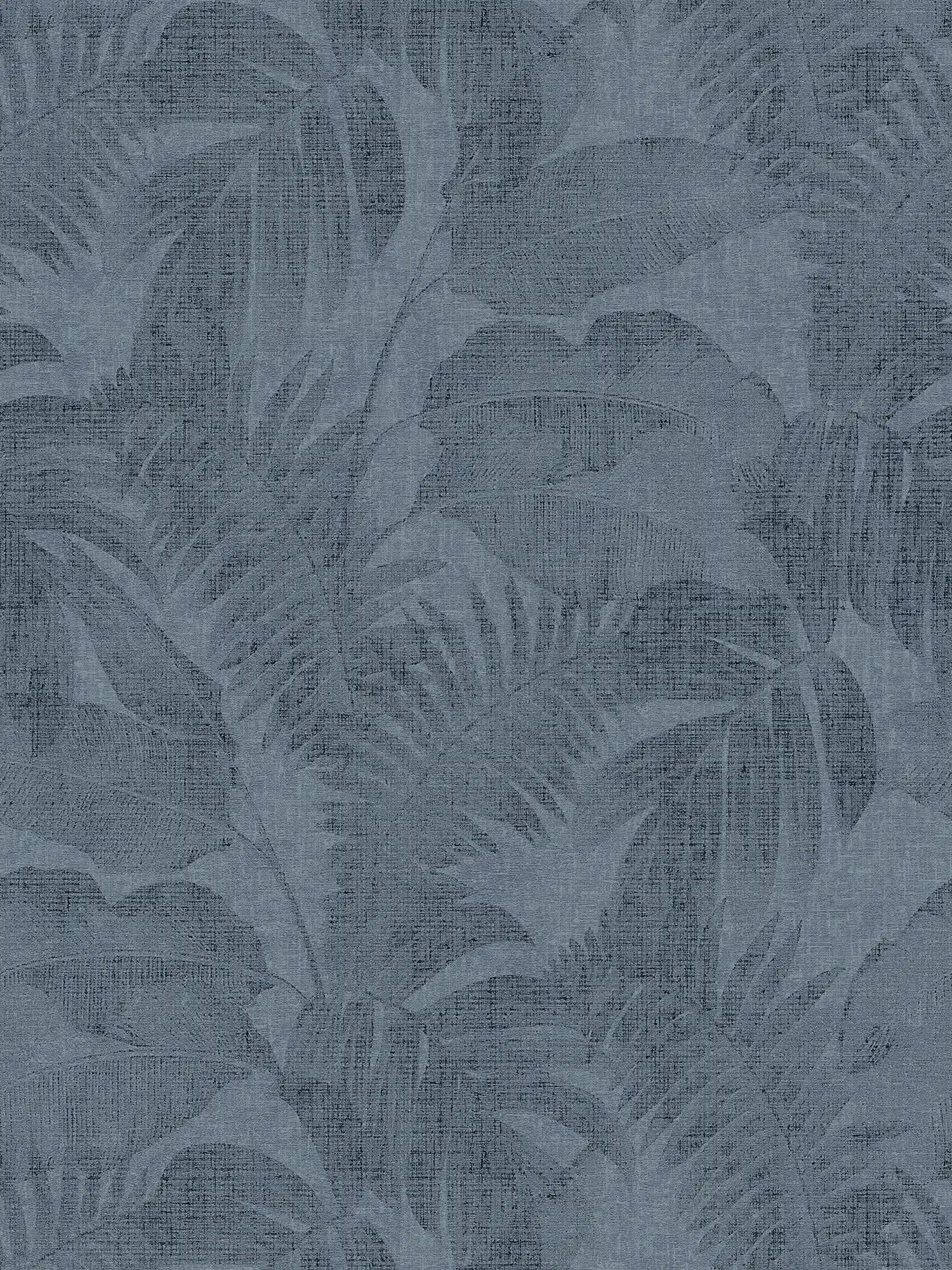 Boho jungle wallpaper with linen look - blue
