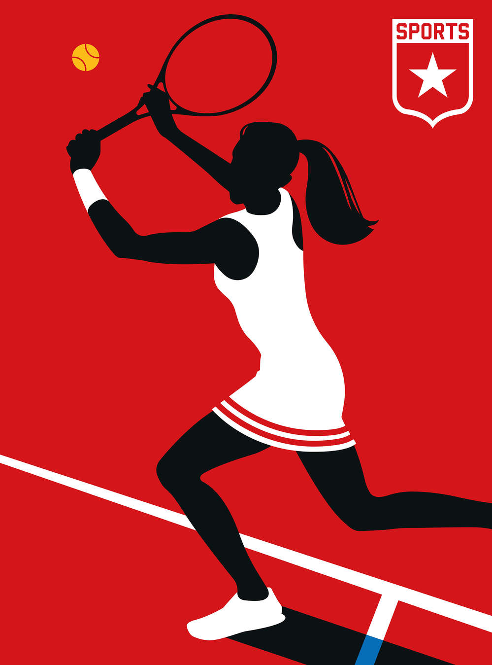             Muurschildering Sport Tennis Motief Speler Icoon
        
