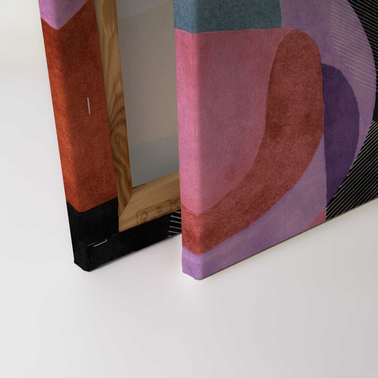             Lugar de encuentro 2 - Cuadro en lienzo diseño etno abstracto en negro y rosa - 0,90 m x 0,60 m
        