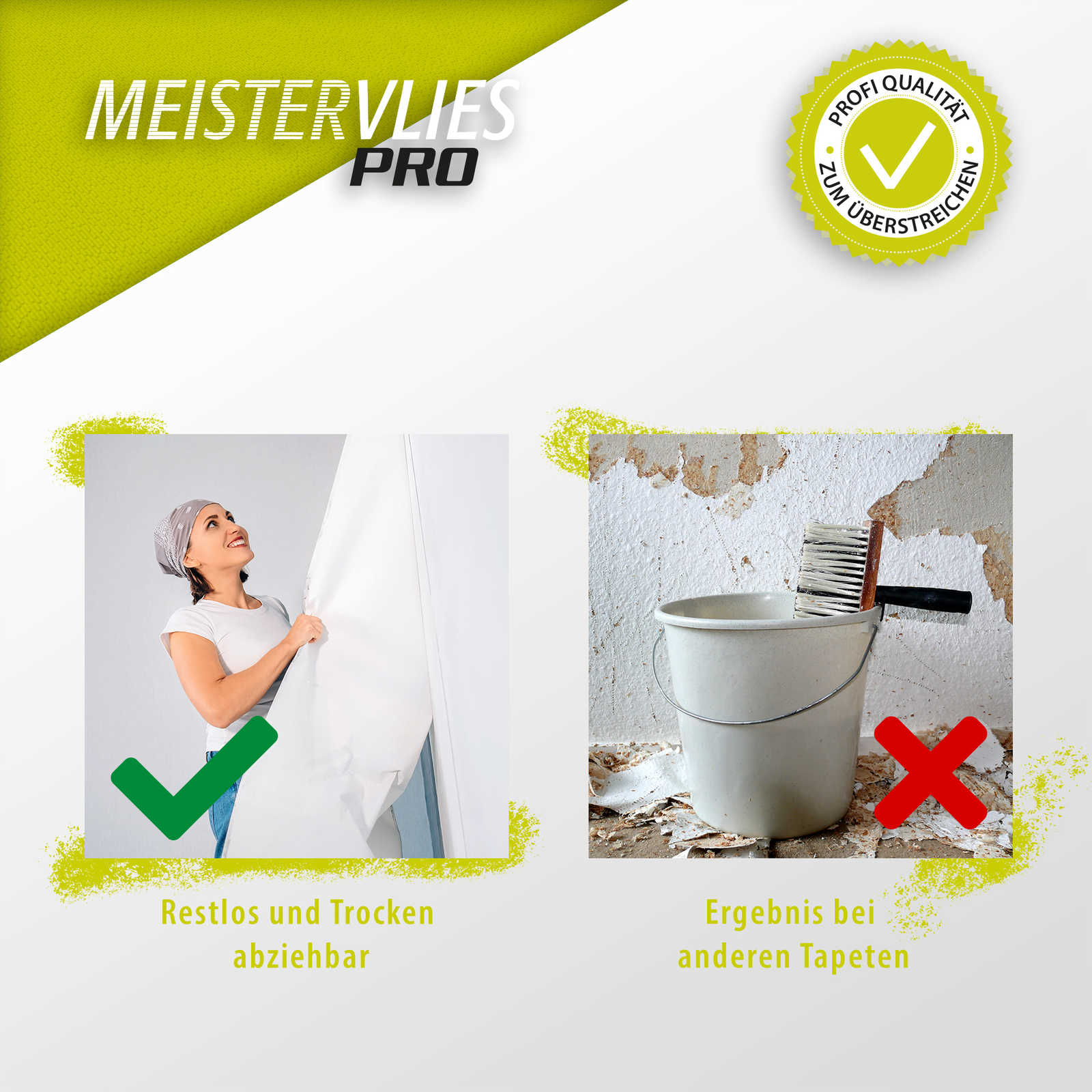             Meistervlies wallpaper white flat surface, paintable
        
