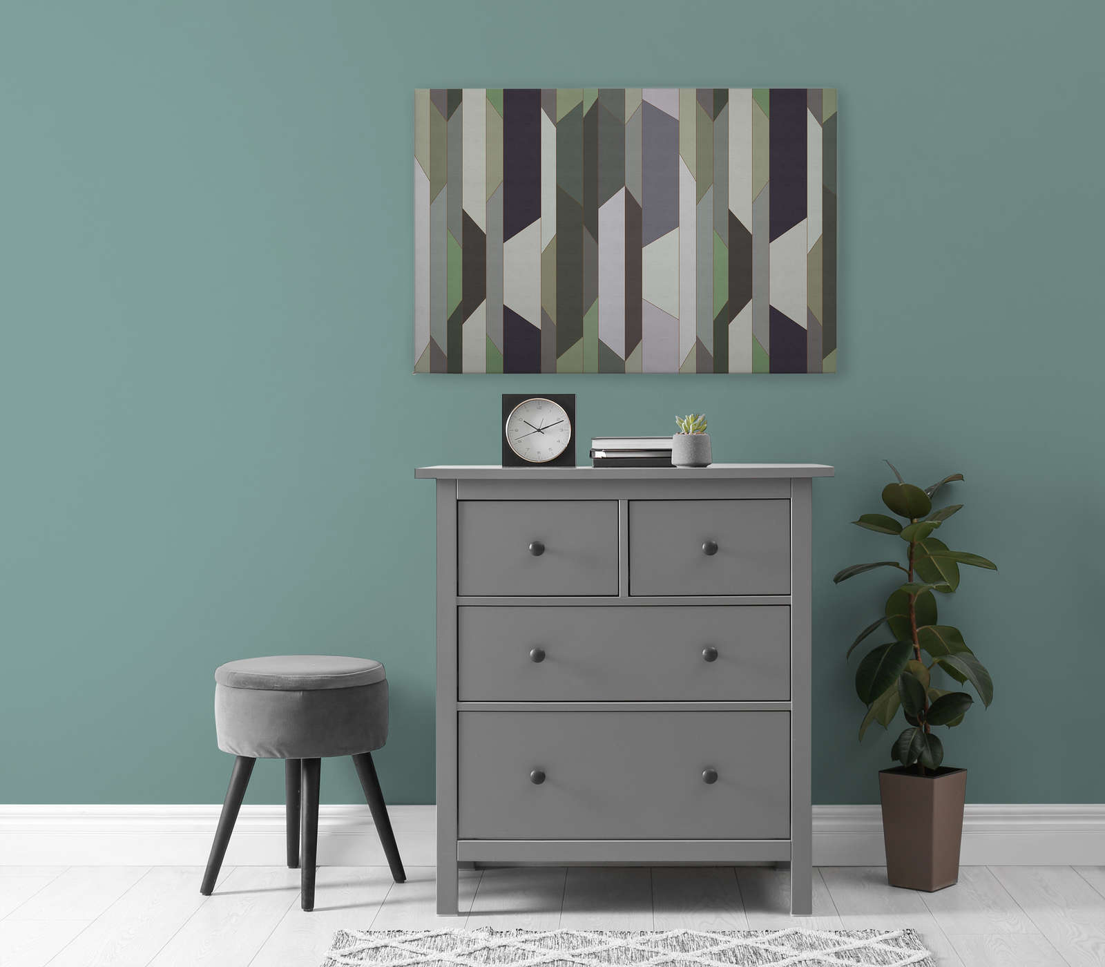             Fold 1 - Canvas painting with retro style stripe design - 0.90 m x 0.60 m
        