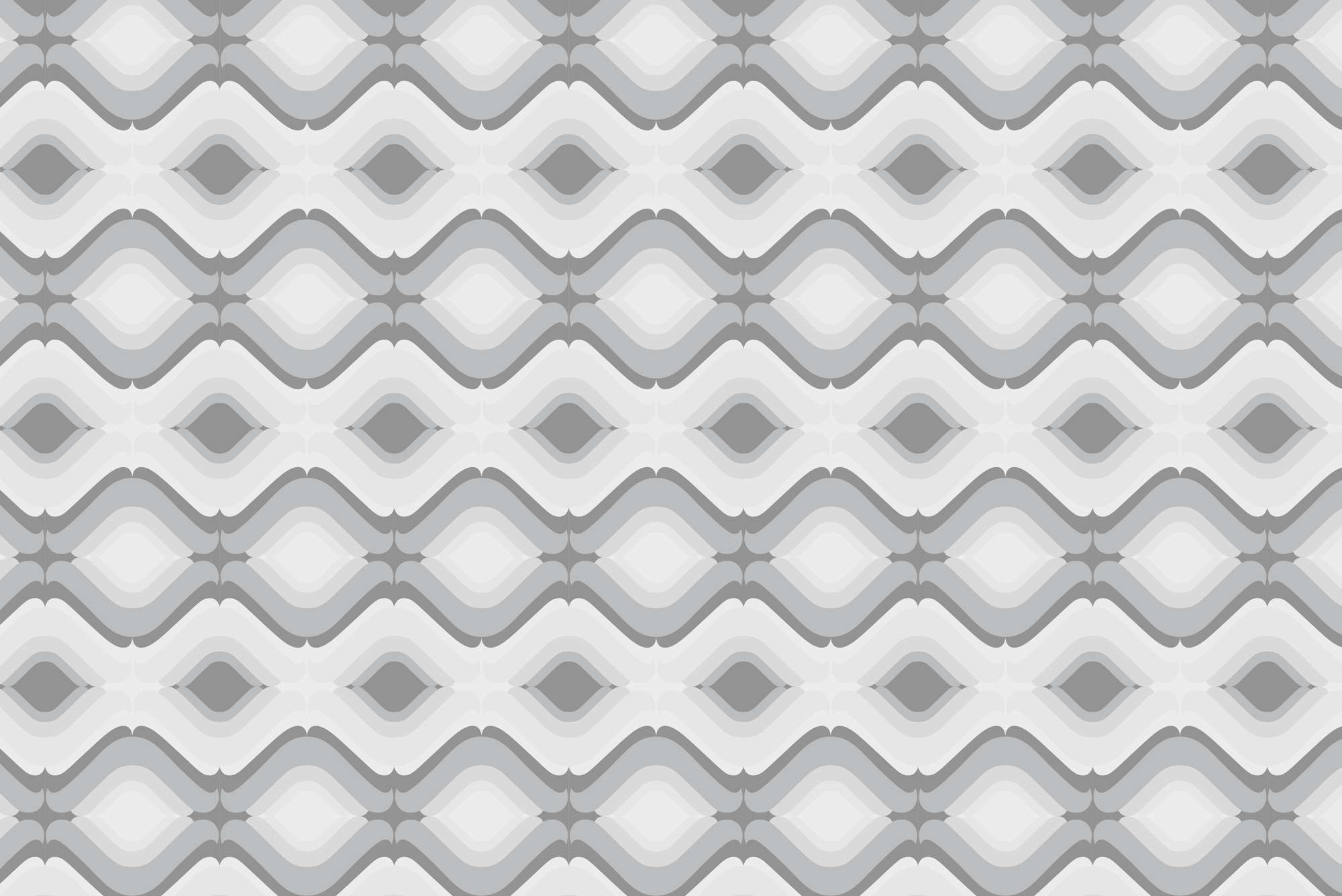             Papier peint panoramique design motif baroque ondulé gris sur intissé lisse mat
        