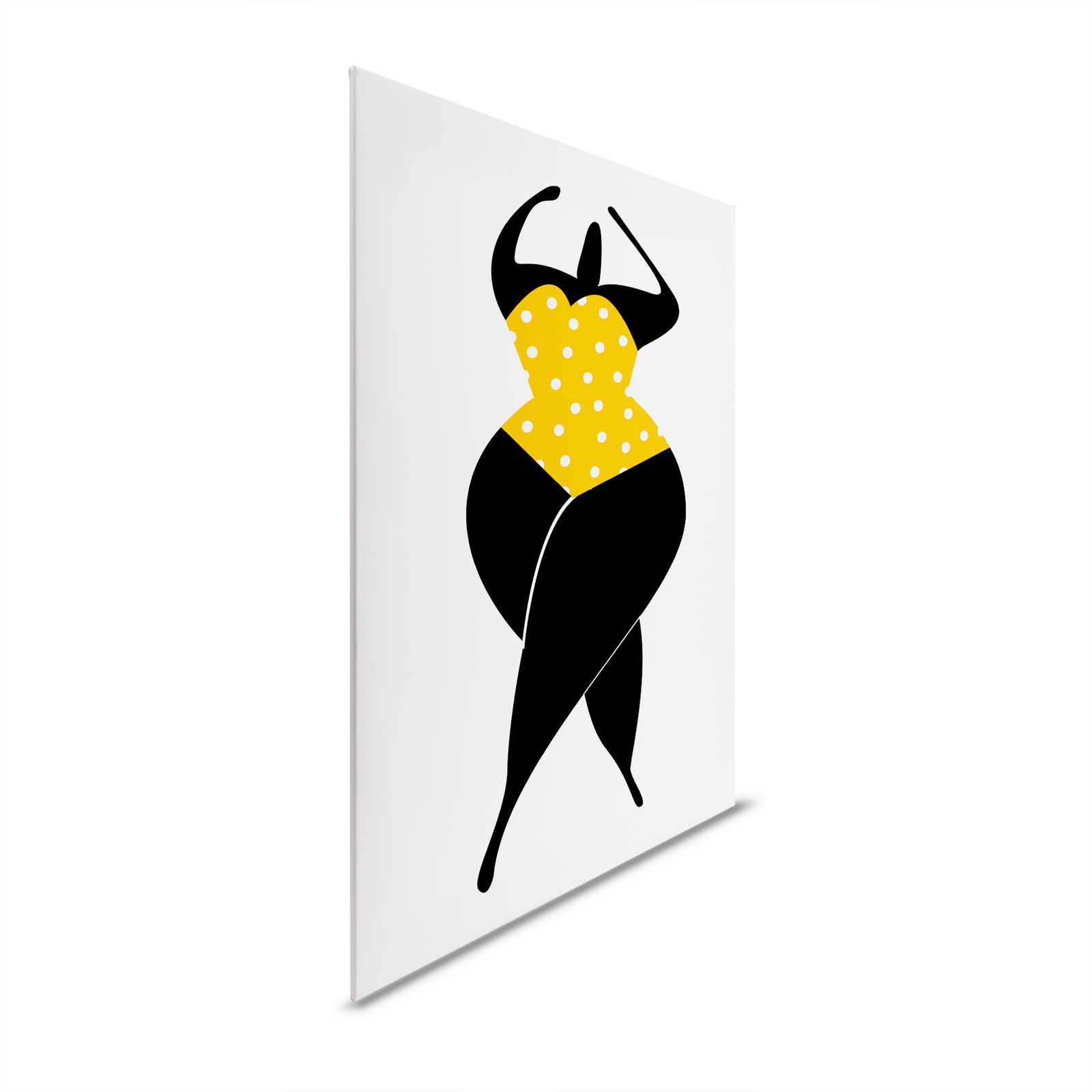 Kunst canvas afbeelding Vrouwenfiguur in zwemkleding | geel - 1,20 m x 0,80 m
