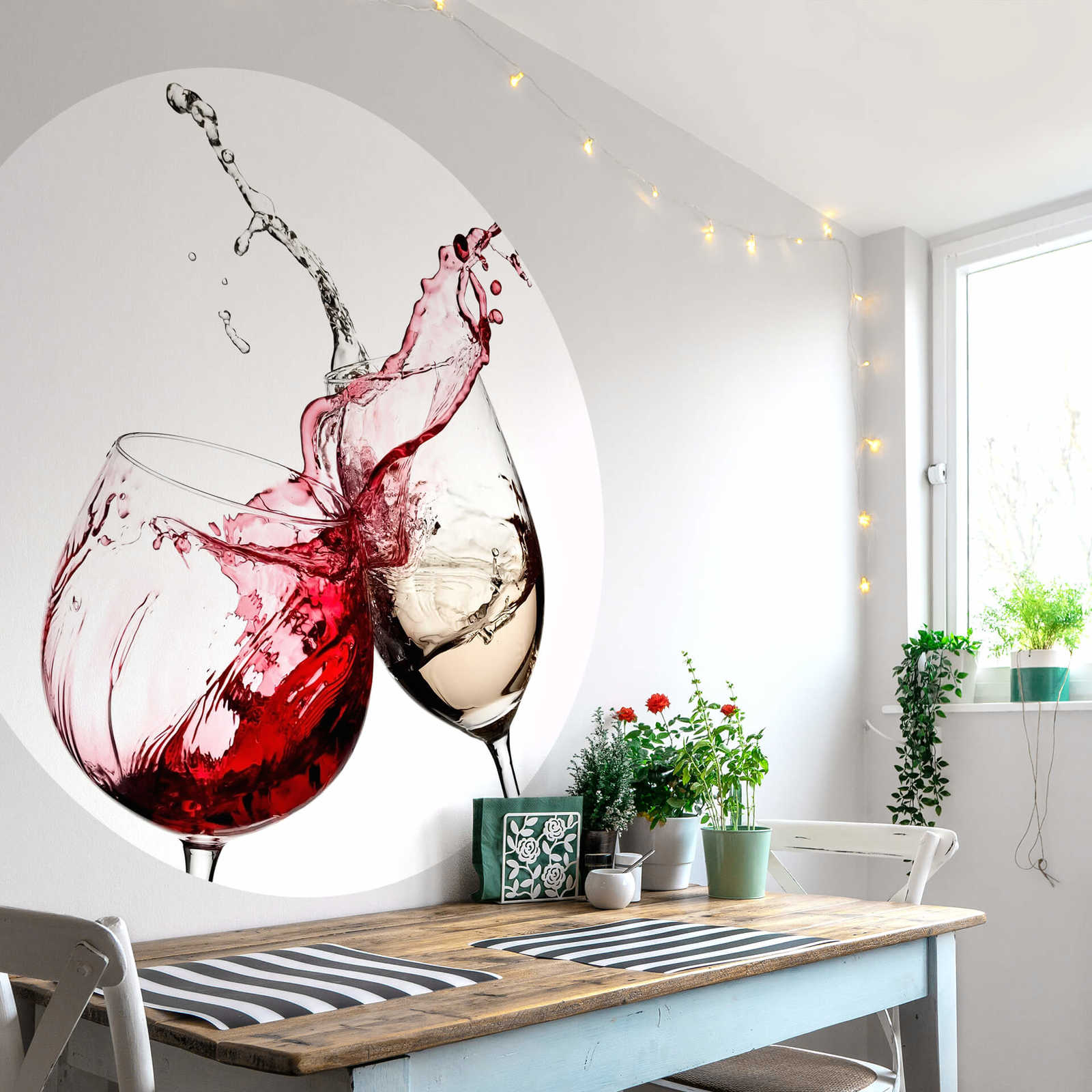             Papier peint cuisine Boissons dans un verre, vin rouge & blanc
        