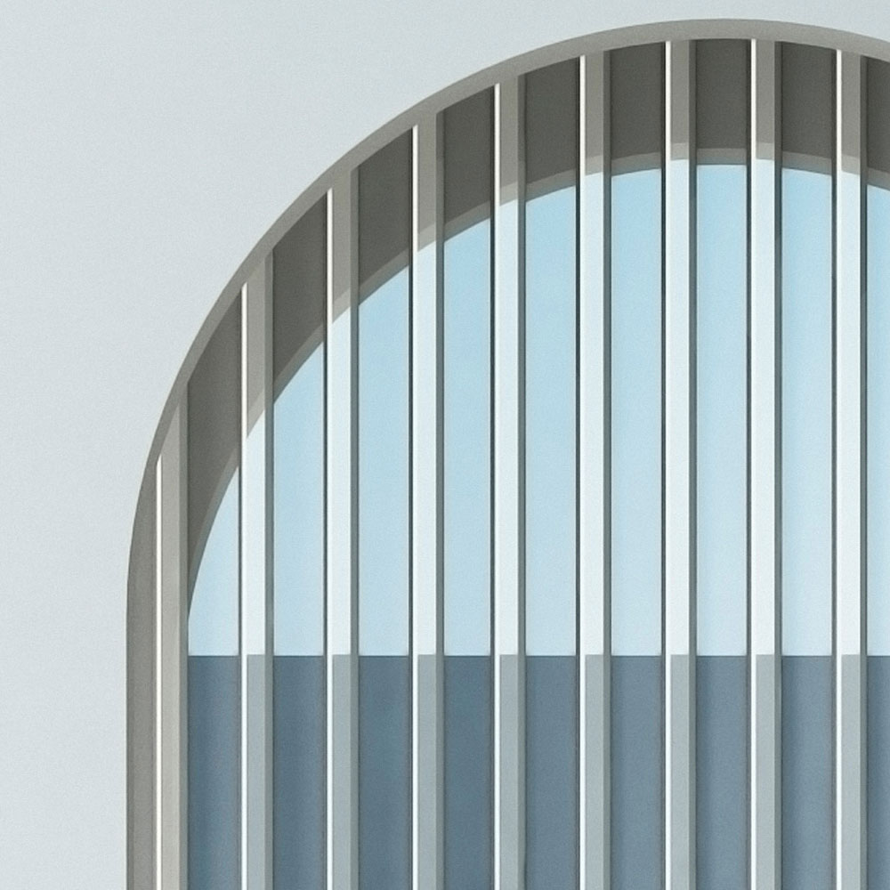             Escape Room 1 - Architettura moderna Carta da parati blu e grigia
        