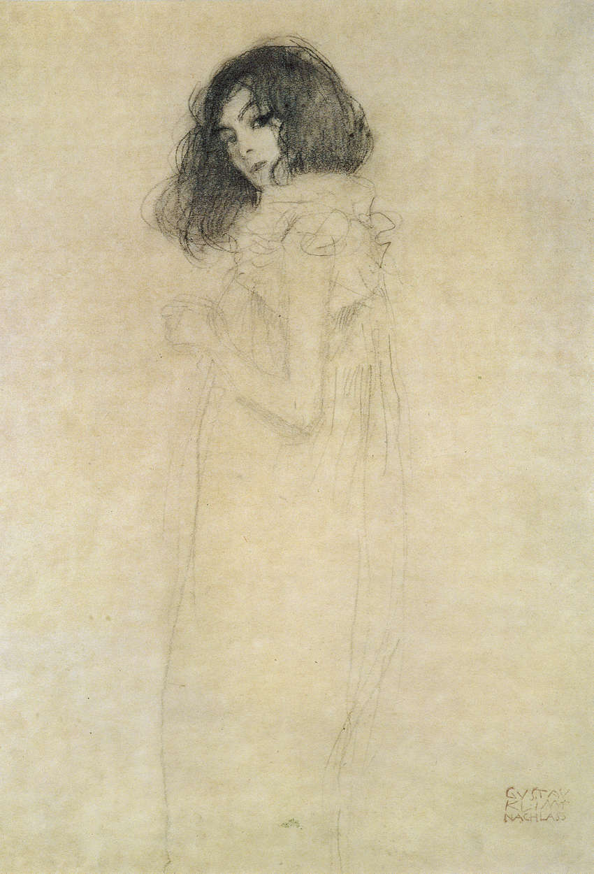             Portret van mevrouw Gl." muurschildering van Gustav Klimt
        