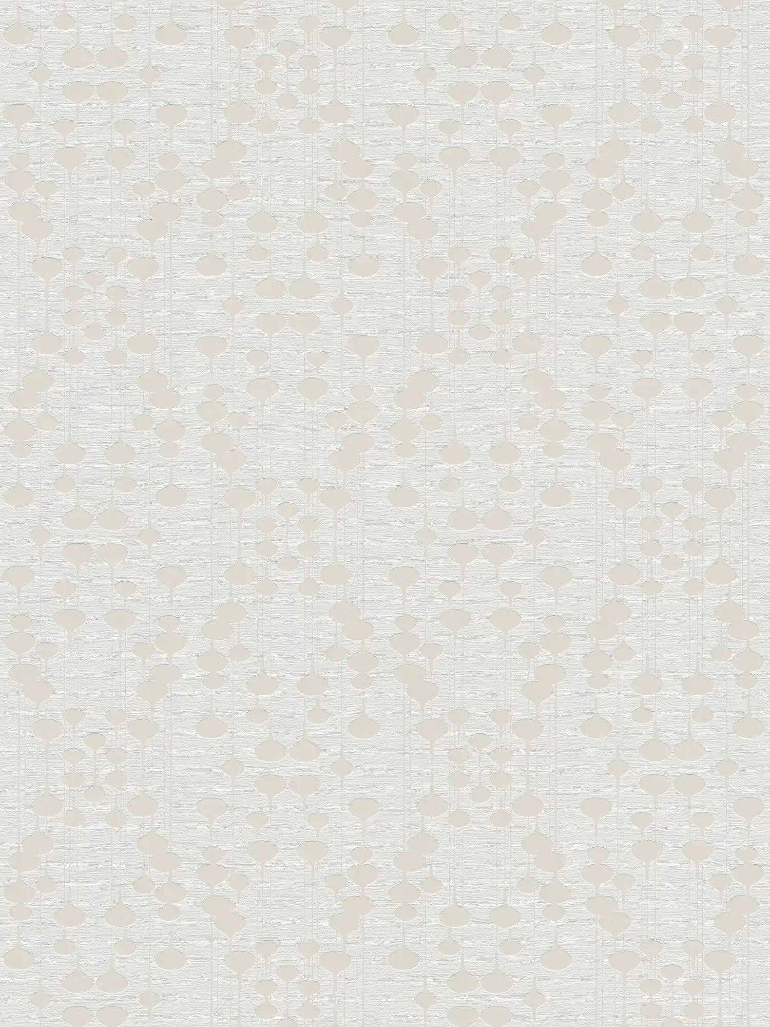 Non-woven wallpaper with retro design & metallic effect - white, beige

