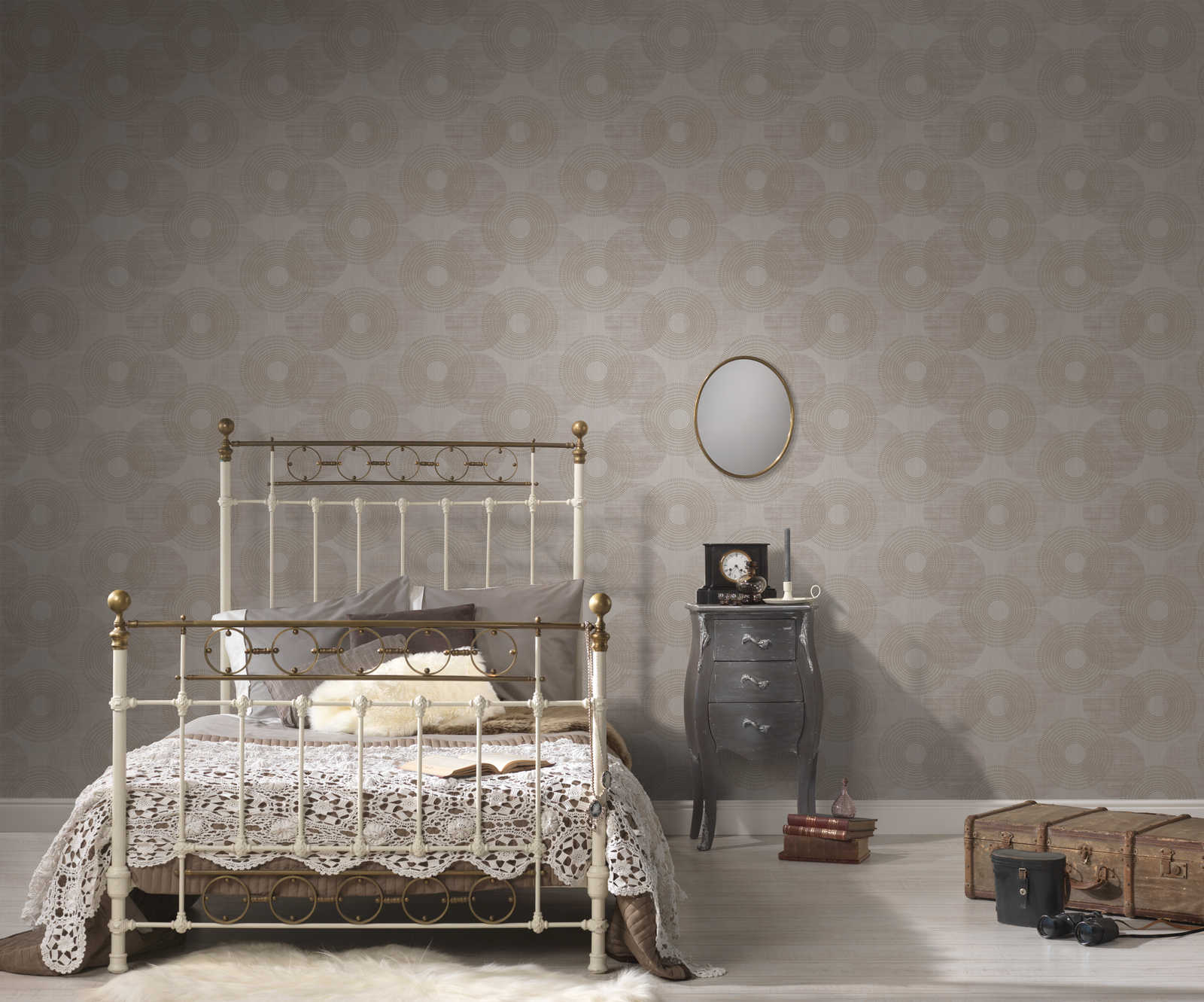             Effect wallpaper with geometric design in Scandi style - beige
        