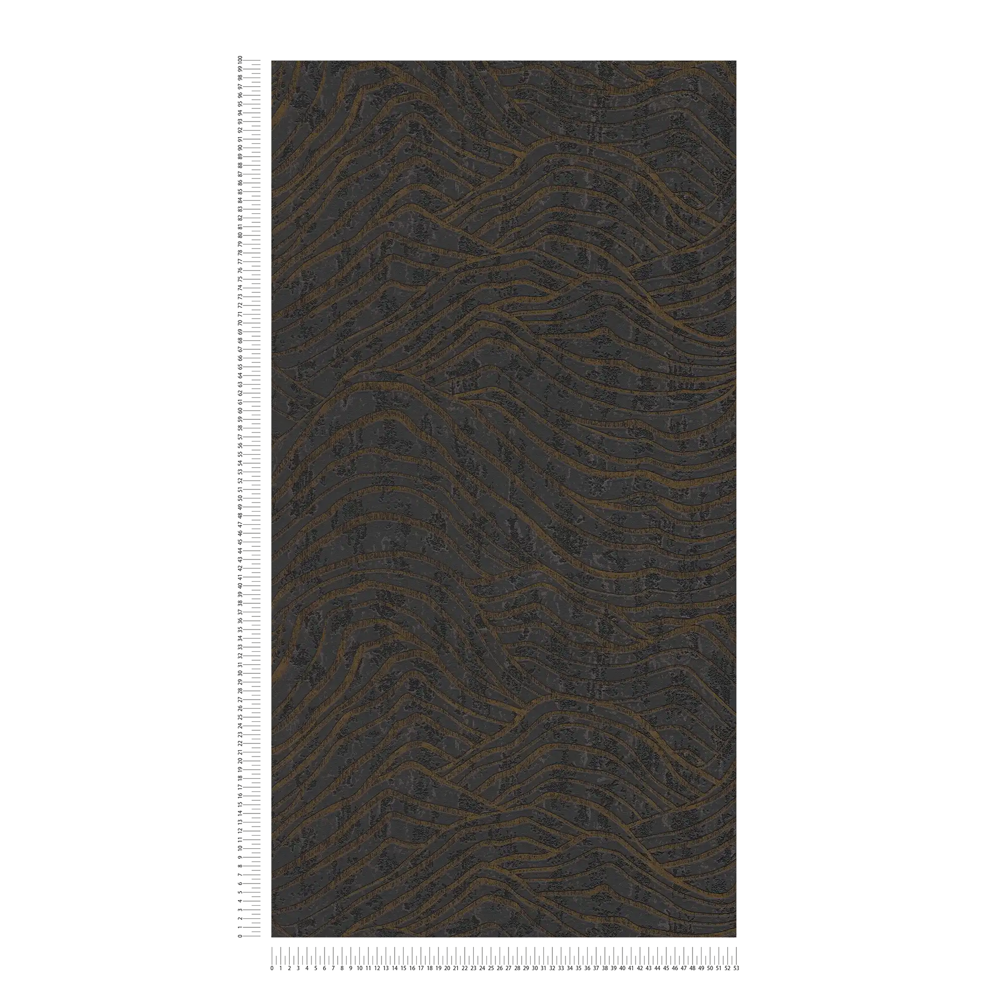             Wallpaper with horizon hill pattern - black, silver
        