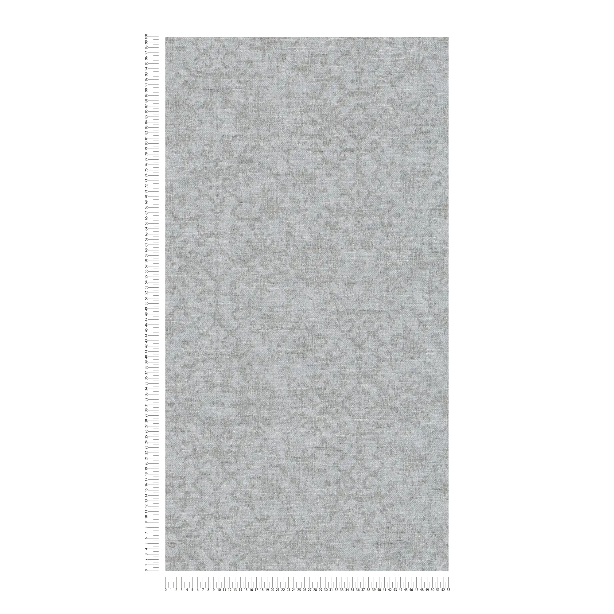             carta da parati in ottica tessile con motivi ornamentali etnici - grigio
        