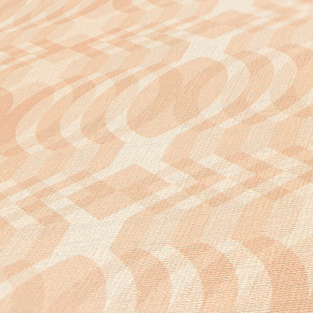             papier peint rétro légèrement structuré à motifs géométriques - beige, crème, blanc
        