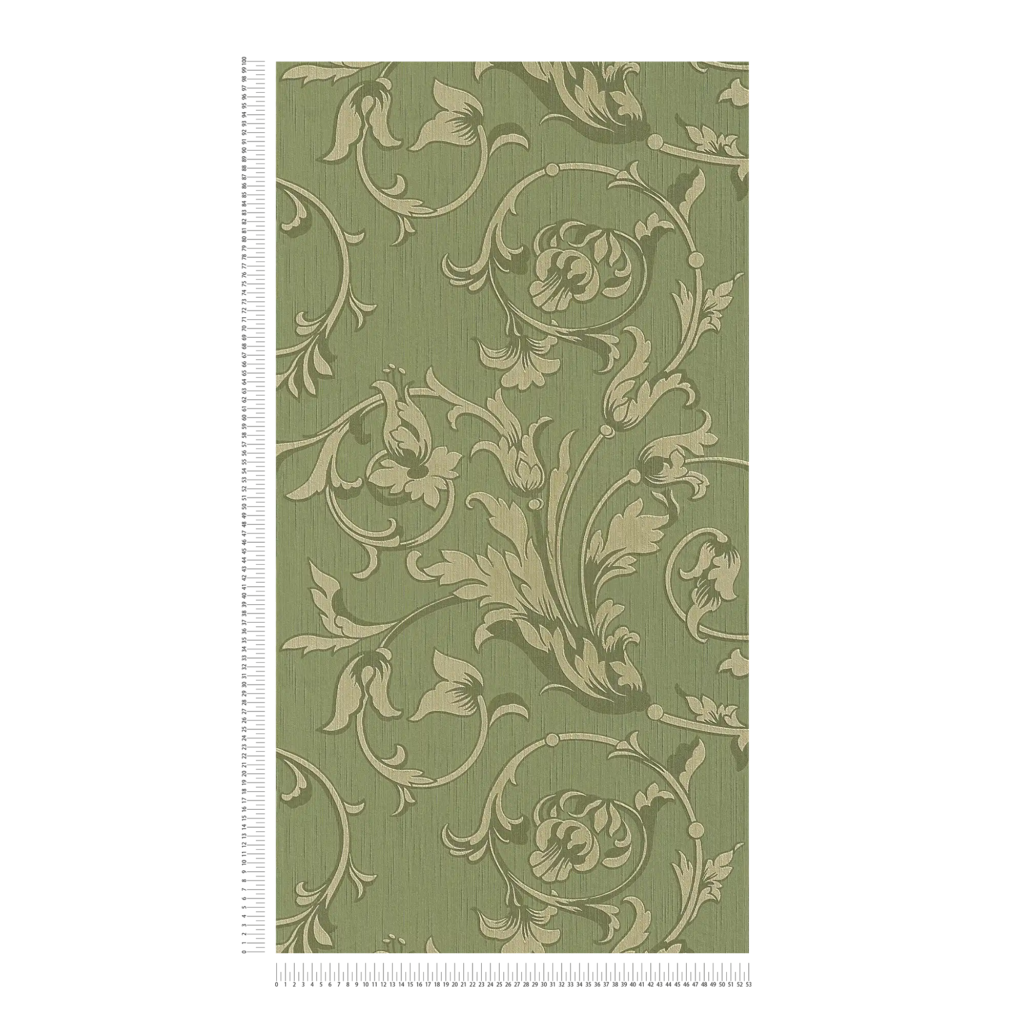             Carta da parati in tessuto non tessuto con ornamenti floreali e effetto texture - verde
        