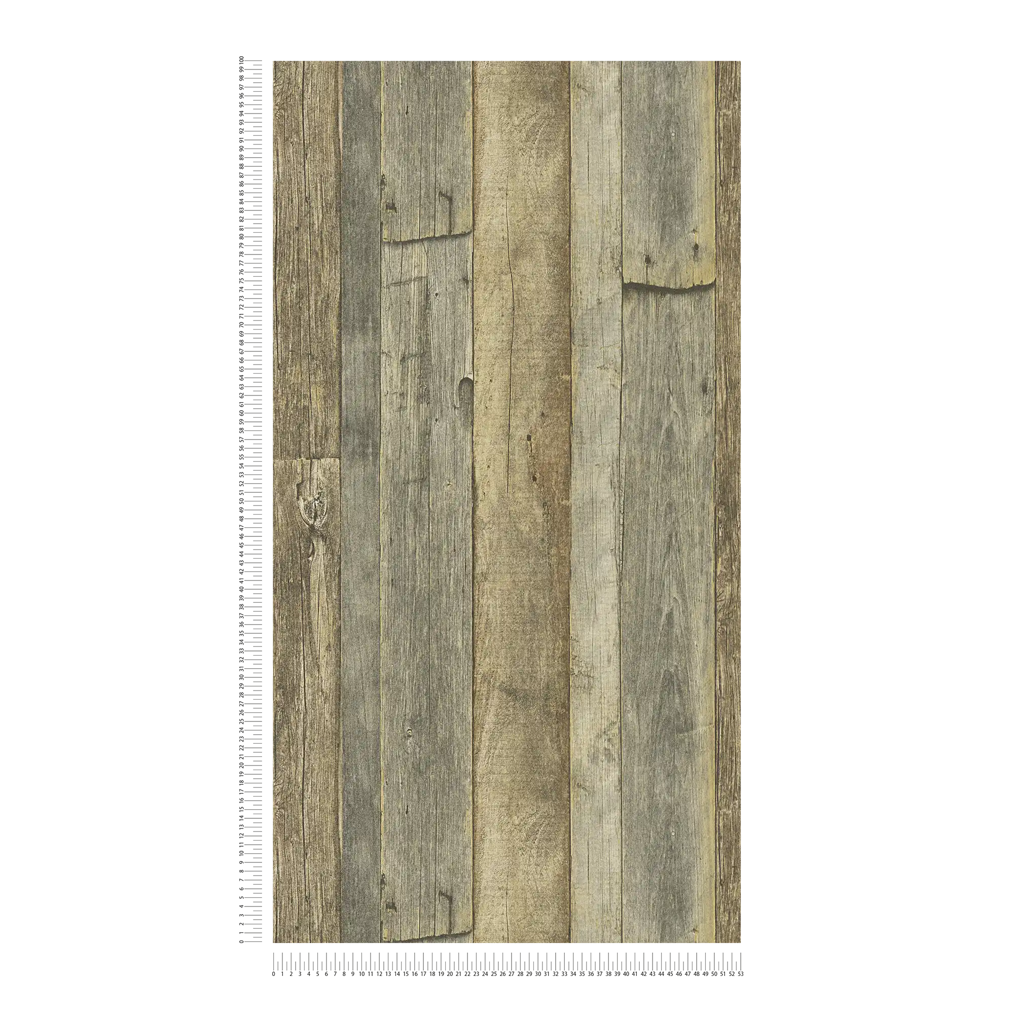             Wallpaper with wood look in rustic country style - brown, yellow, cream
        