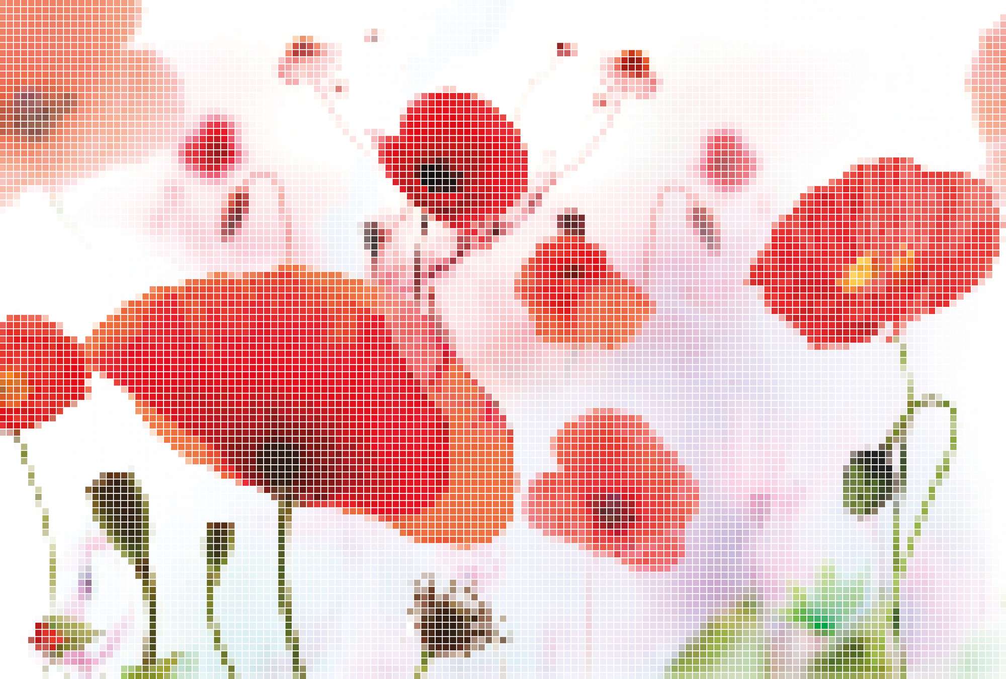             Pixel artwork mural - poppies in graphic design
        