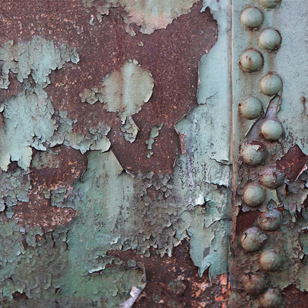         Photo wallpaper corroding ship wall - metal plate with rust
    