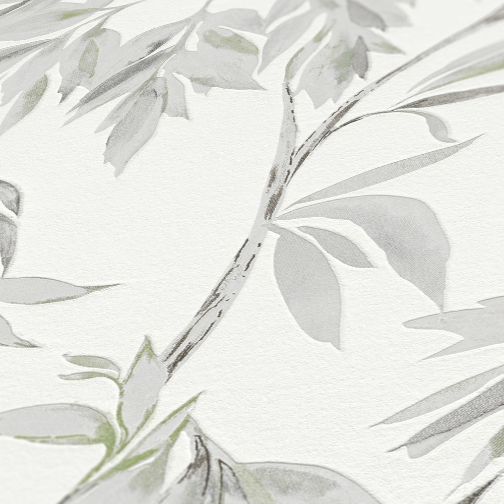             Papier peint naturel avec des feuilles de vignes - beige, marron
        