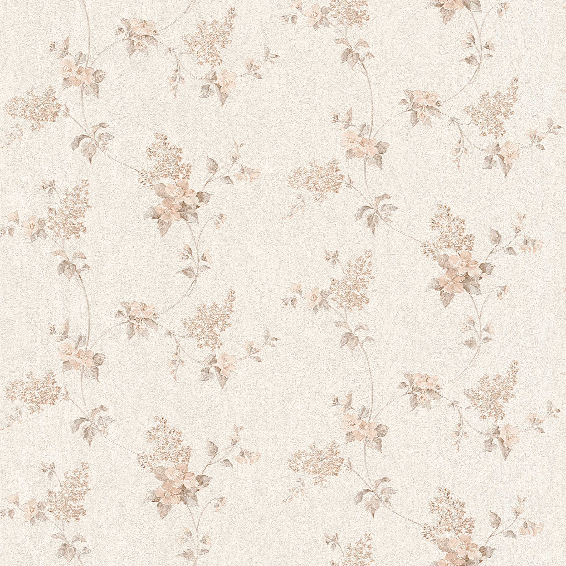 Vintage wallpaper floral vines & plaster look - cream

