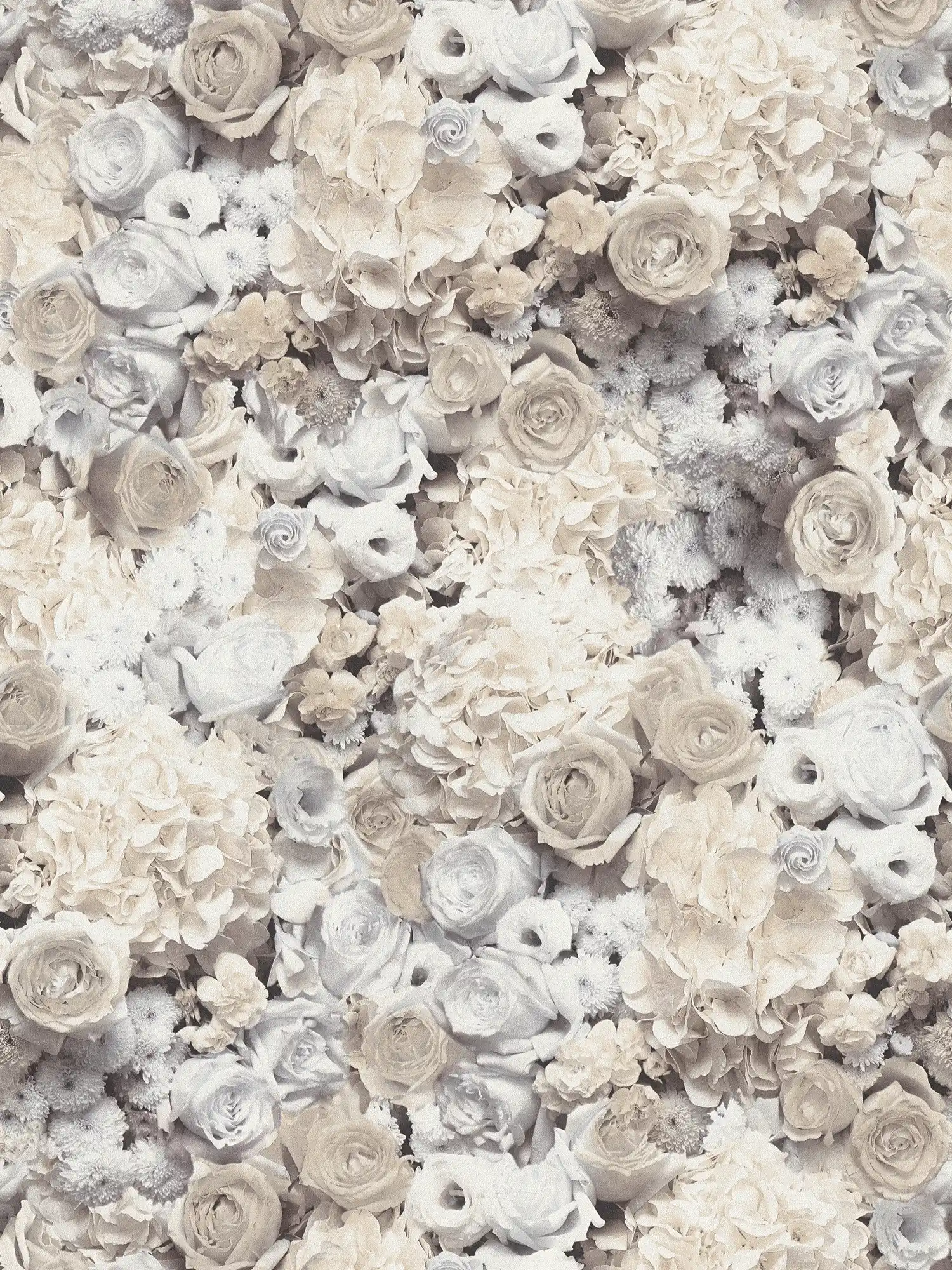wallpaper roses & flowers pattern - grey, black, white
