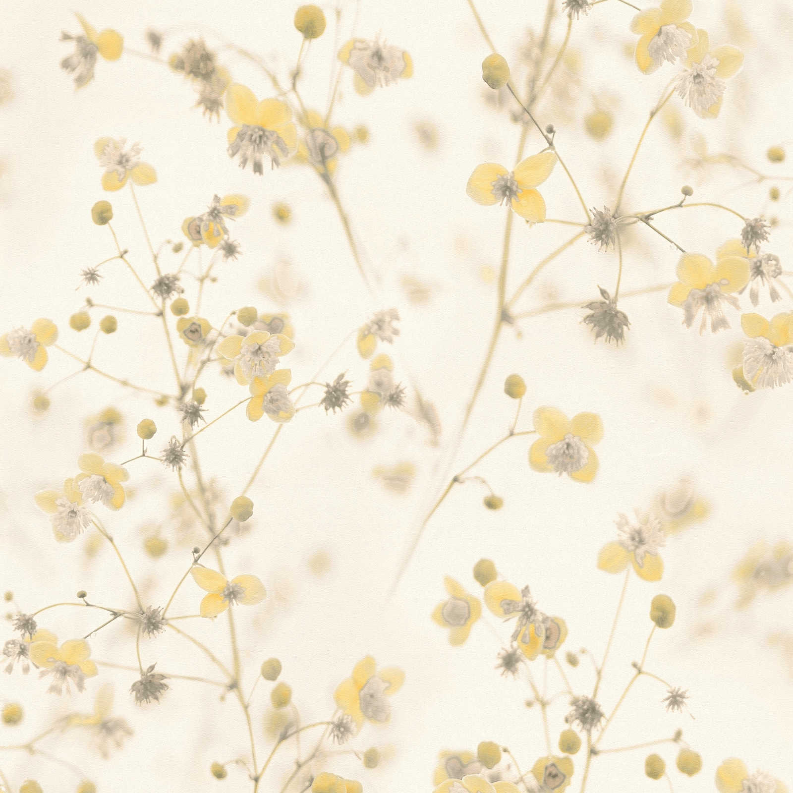         Flowers wallpaper cottage core design - cream, yellow
    