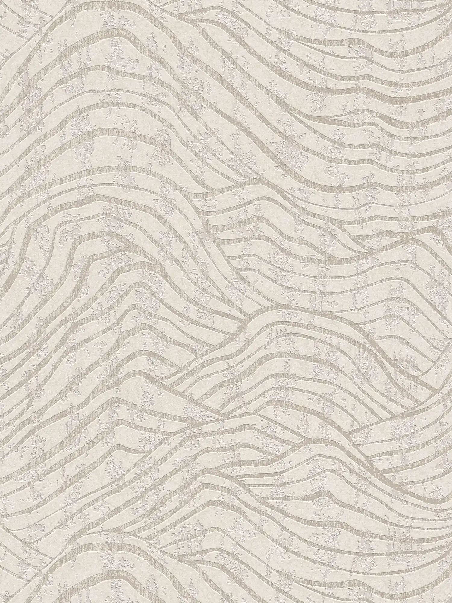 Abstract behang met heuvelpatroon in zachte kleuren - wit, zilver
