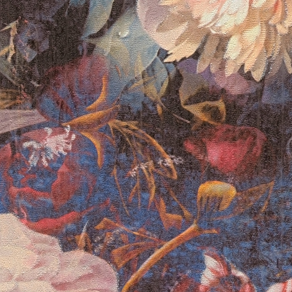             Papel pintado de diseño floral en estilo vintage - azul, amarillo
        