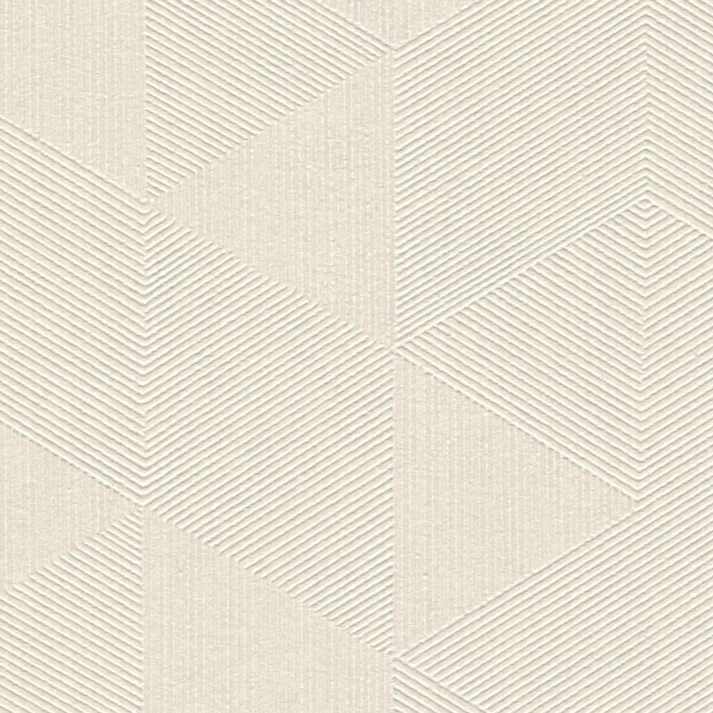             Cream white wallpaper with tone-on-tone pattern & shimmer effect - white
        