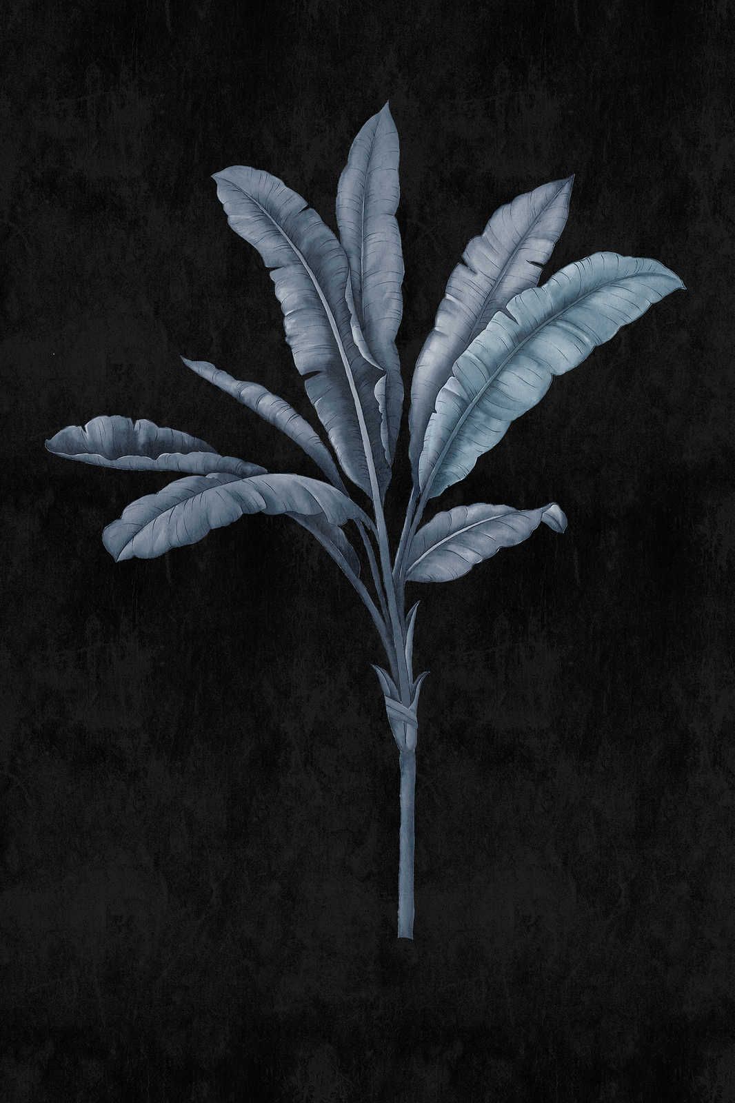             Fiji 2 - Quadro su tela nero con motivo di palme blu e grigio - 0,60 m x 0,90 m
        