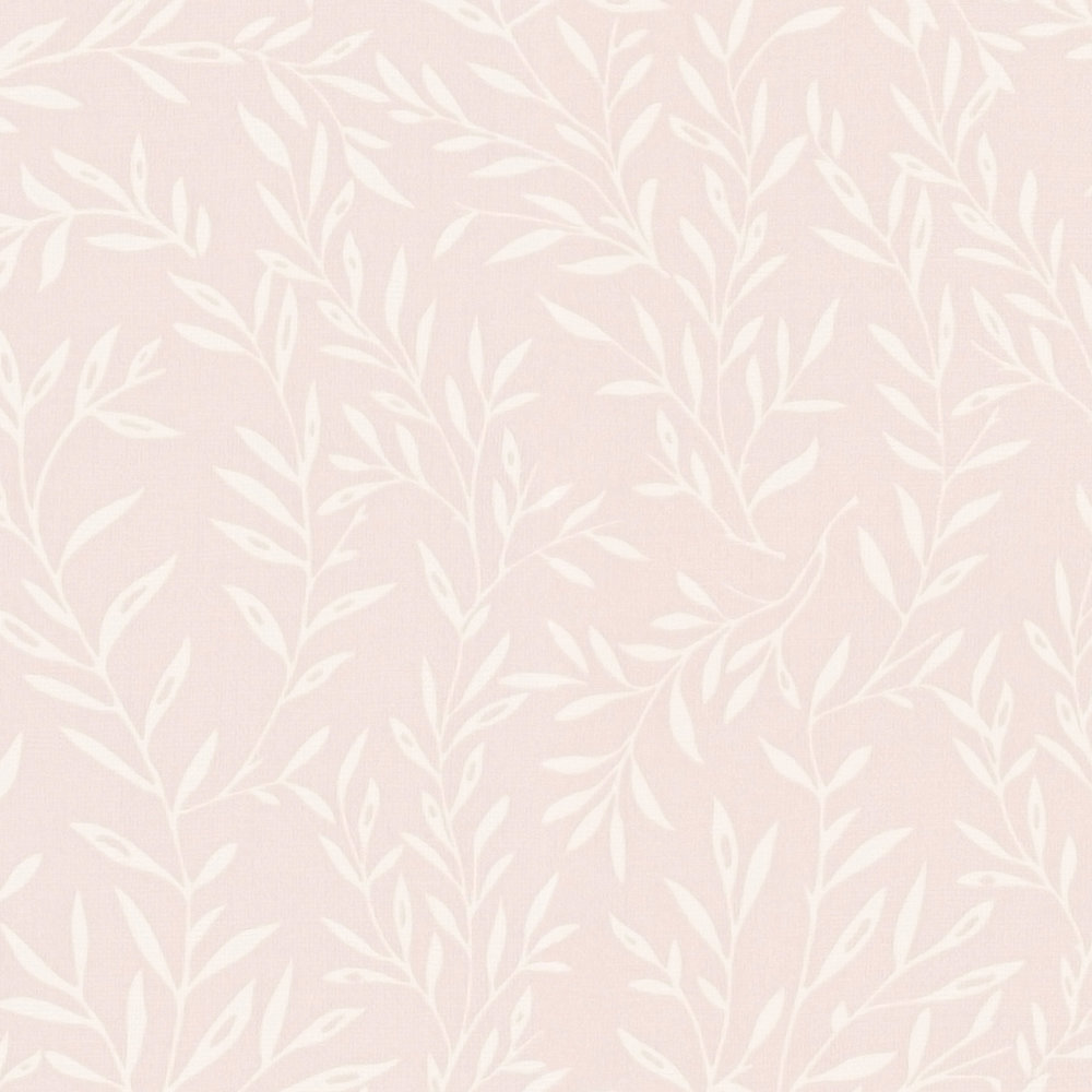             Country house wallpaper with tendrils pattern - pink, white
        