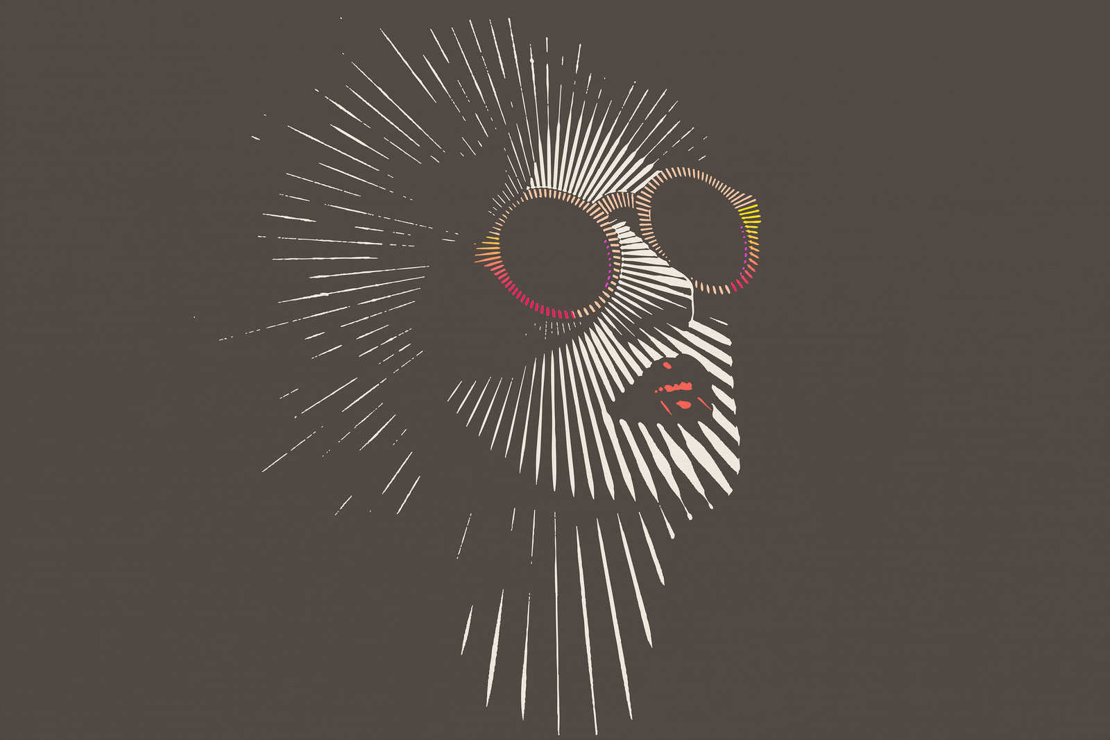             Quadro su tela Donna con occhiali da sole dal motivo a linee | grigio, colorato - 0,90 m x 0,60 m
        