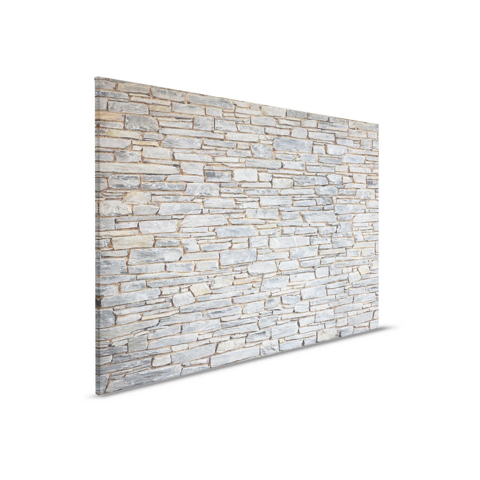         Stone Wall Canvas Painting Light Grey Nature Stone Look - 0.90 m x 0.60 m
    