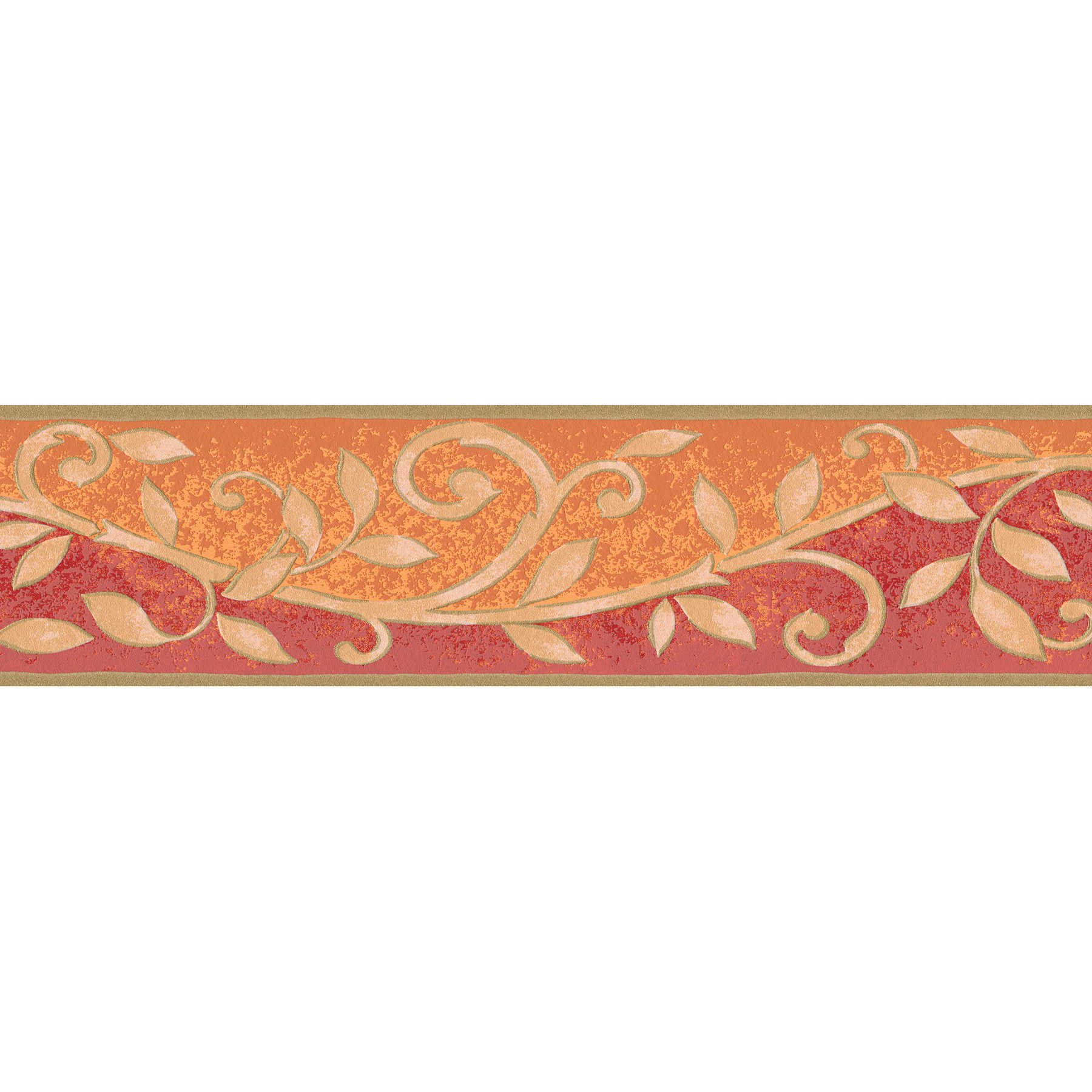         Border with leaf tendrils and gold accents - orange, red, beige
    