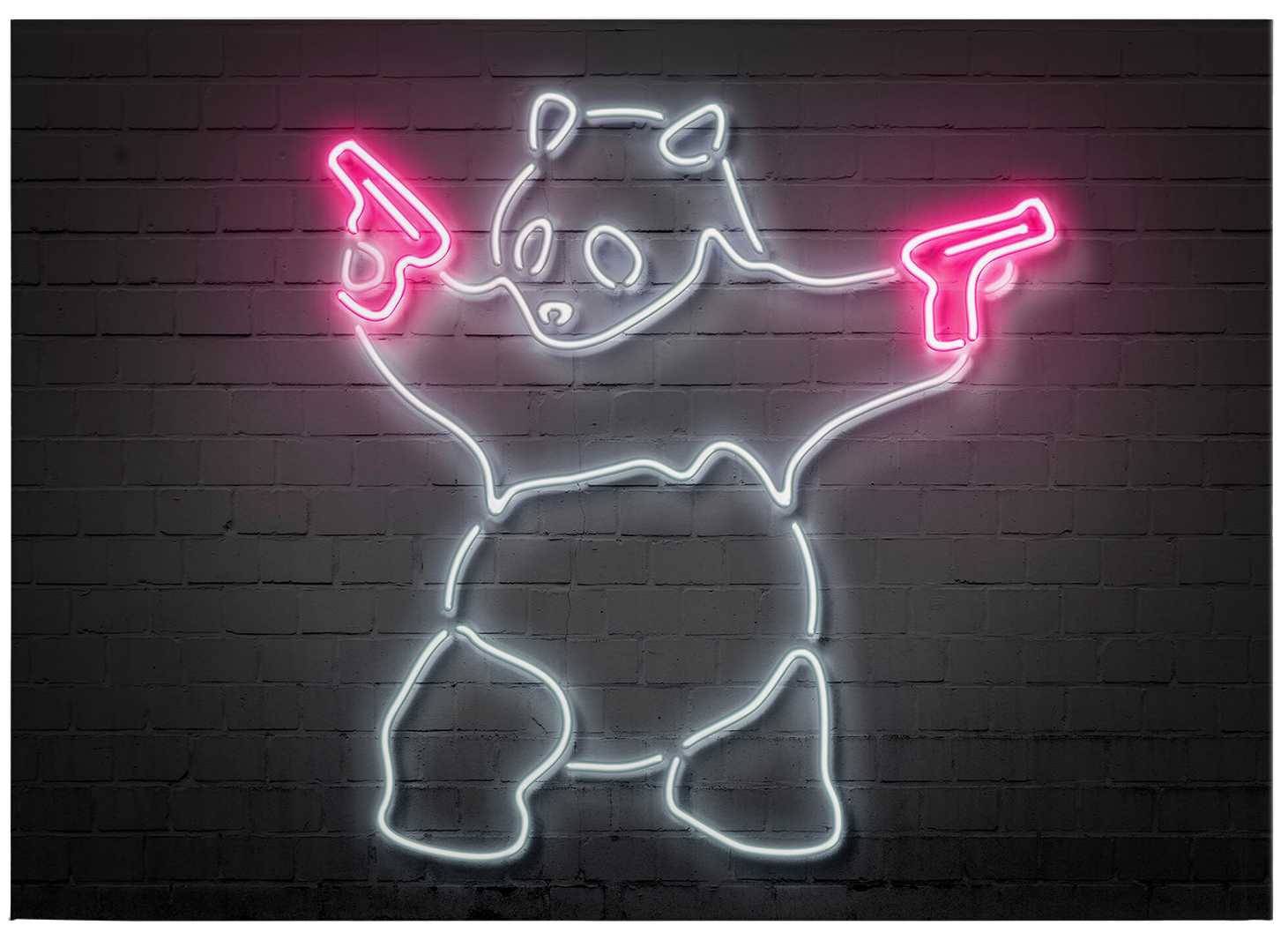             Canvas schilderij Neon bord "Panda" van Mielu - 0,70 m x 0,50 m
        