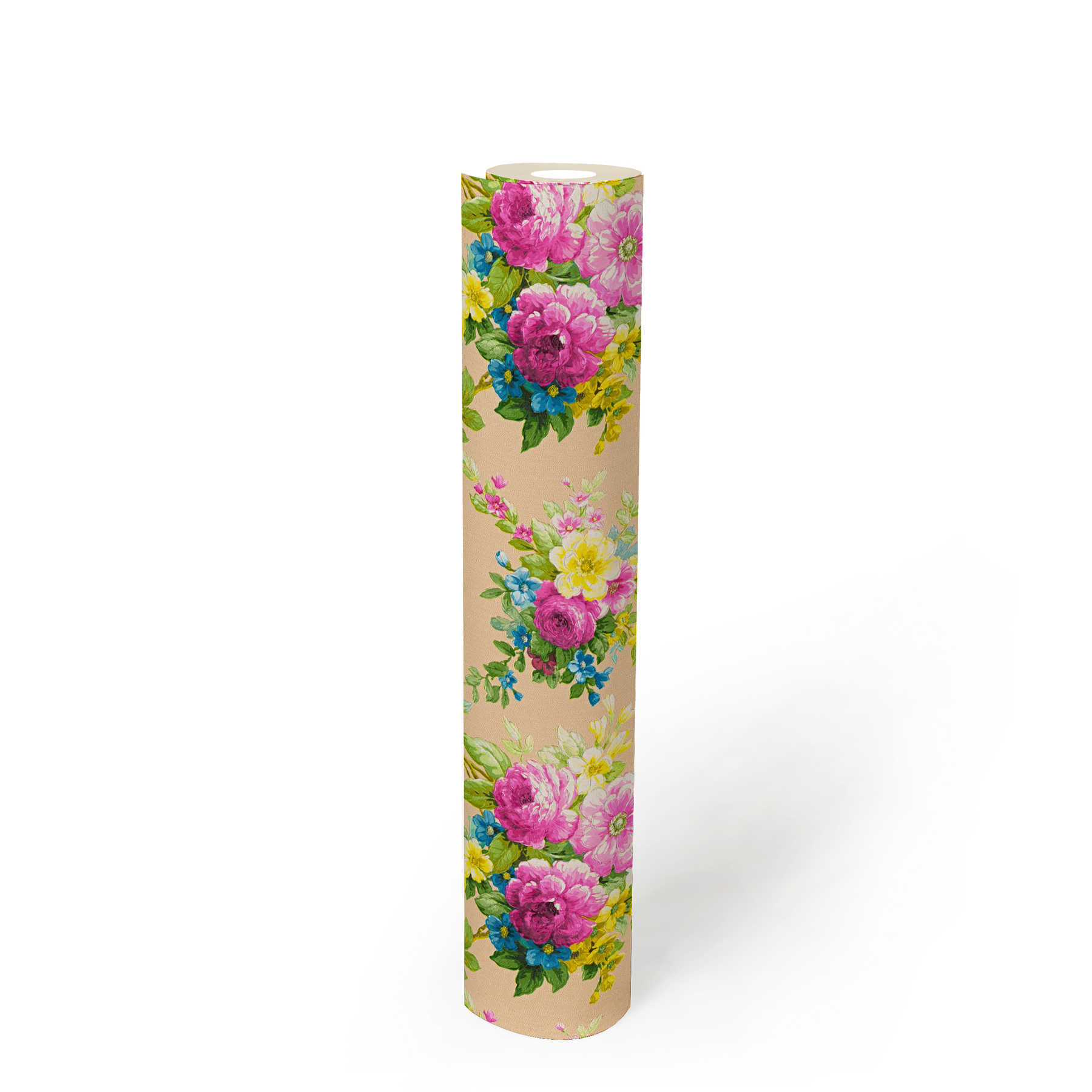             papel pintado flores adorno floral con efecto metálico - multicolor
        