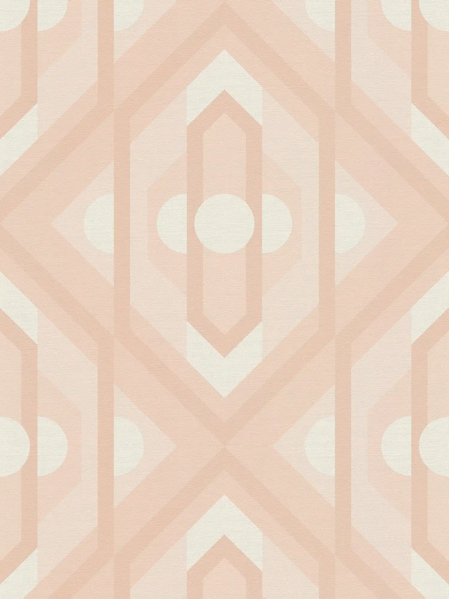 Retro wallpaper with geometric ornaments in soft colours - beige, cream, white
