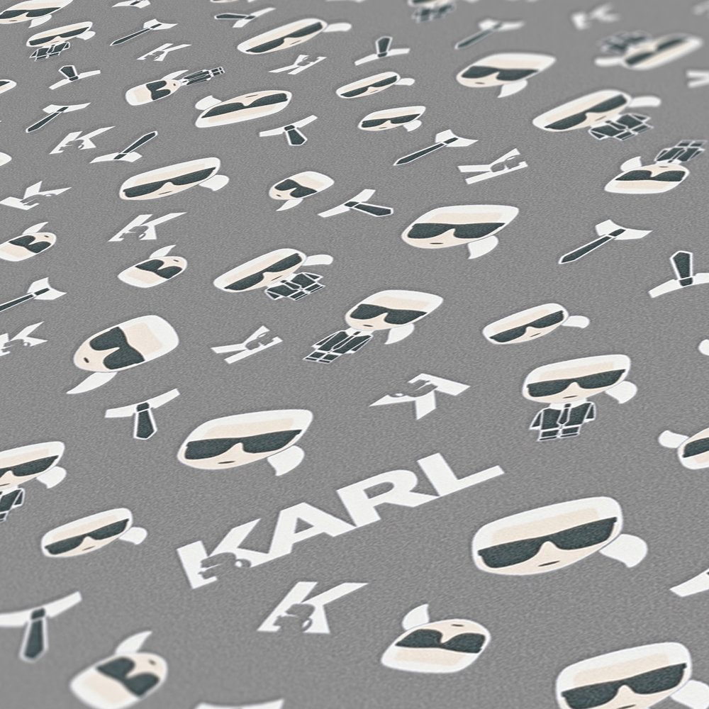             Karl LAGERFELD pattern wallpaper character Karl - grey
        