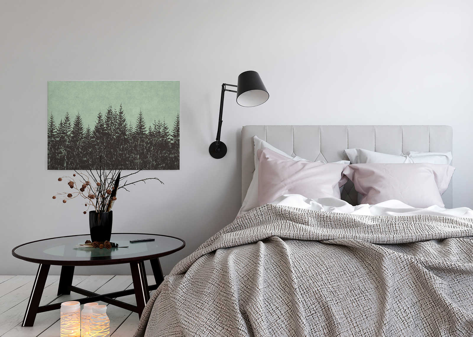             Forest Canvas Painting Drawing Style Fir Tops - 0.90 m x 0.60 m
        
