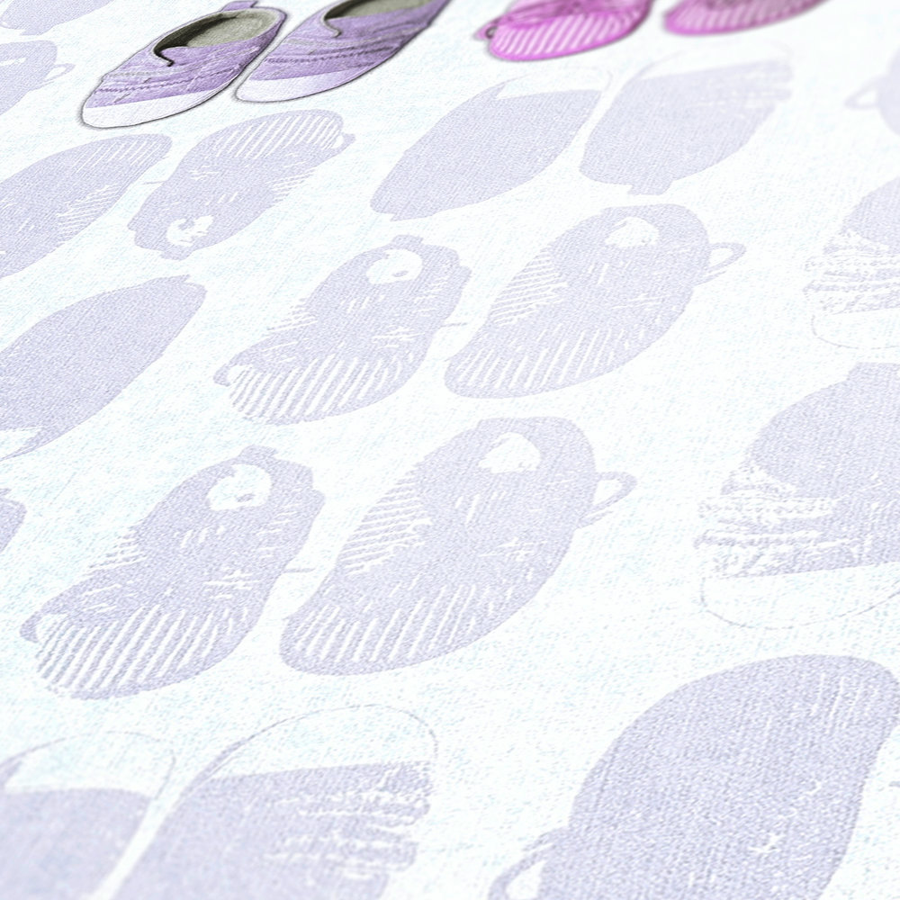             Baby room wallpaper baby shoes for girls - pink, white
        