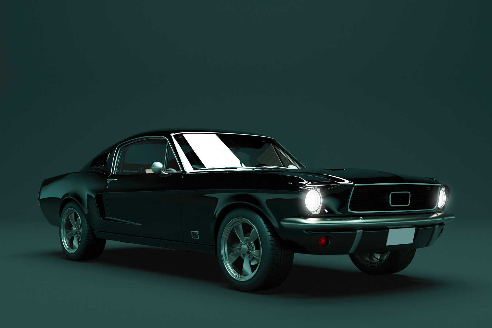            Mustang 2 - Pintura en lienzo, Coche de época Mustang 1968 - 0,90 m x 0,60 m
        