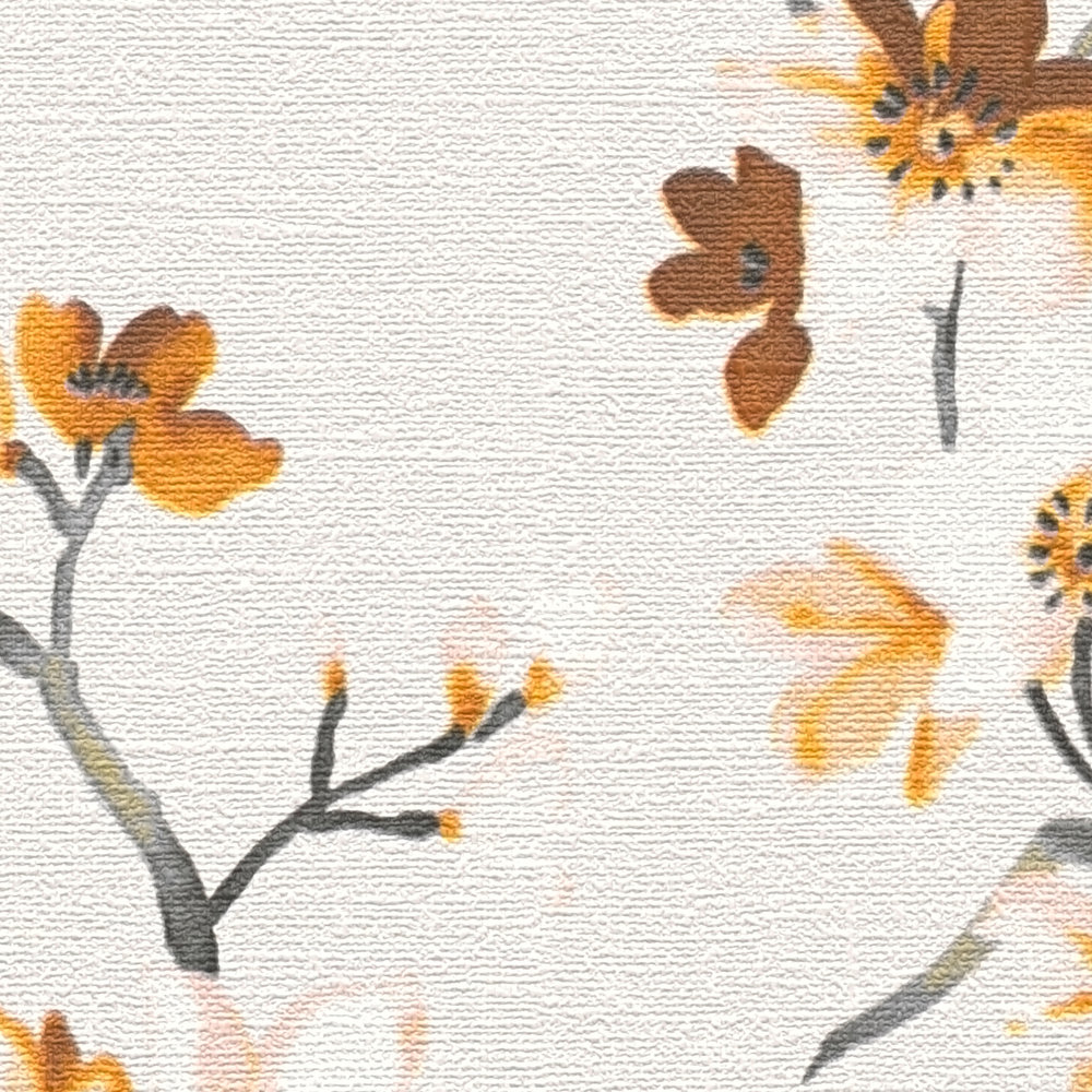             Floral wallpaper mustard yellow floral pattern in watercolour style
        