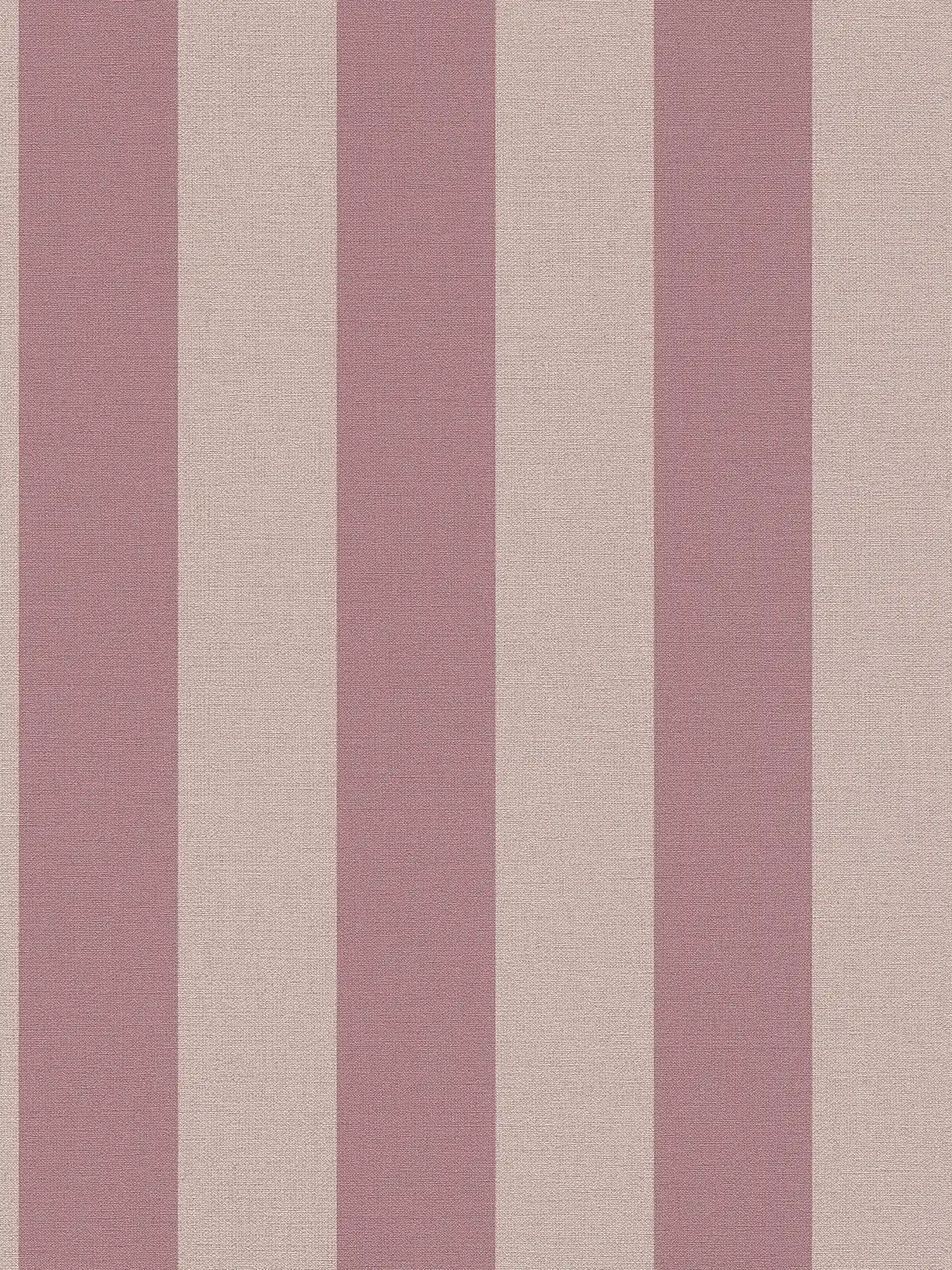 PVC-free striped wallpaper with linen look - purple, grey
